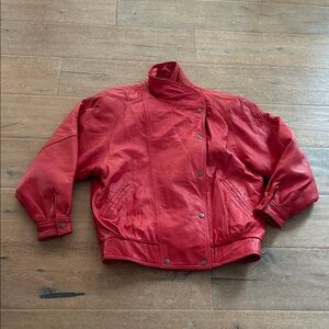 Jacqueline Ferrar Bold Vintage Red Leather Jacket